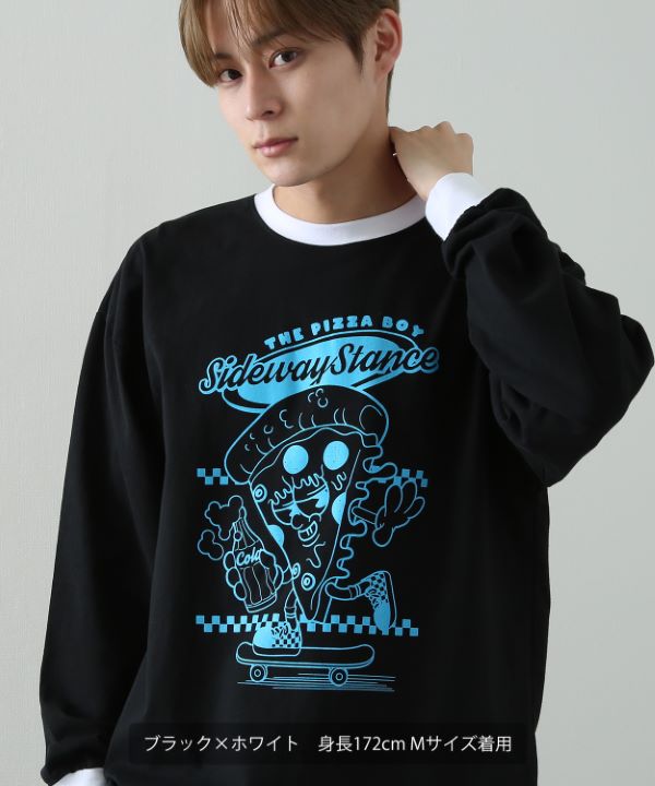 SIDEWAYSTANCE】ピザボーイ長袖リンガーTシャツ