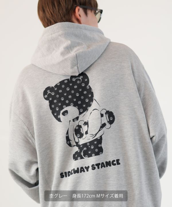 SIDEWAYSTANCE】モノグラムベア裏毛プルパーカー