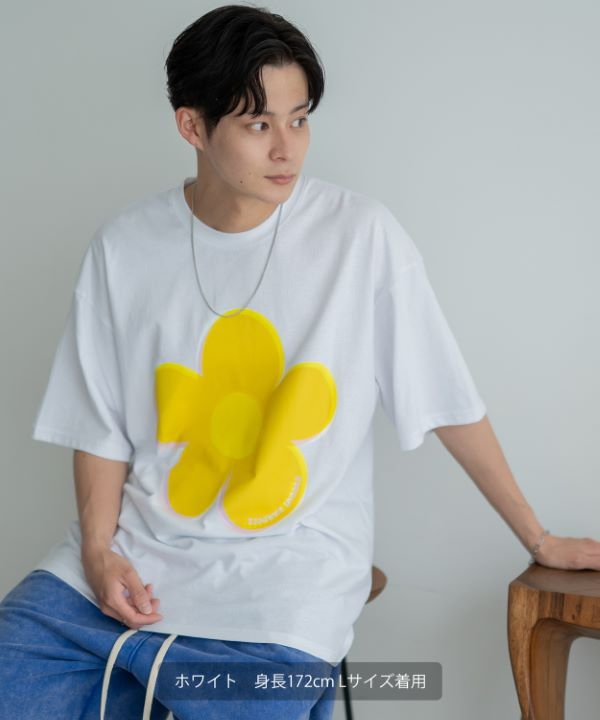 SIDEWAYSTANCE】モザイクフラワー半袖Tシャツ