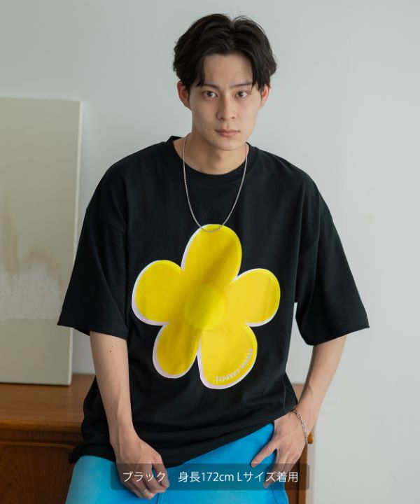 SIDEWAYSTANCE】モザイクフラワー半袖Tシャツ