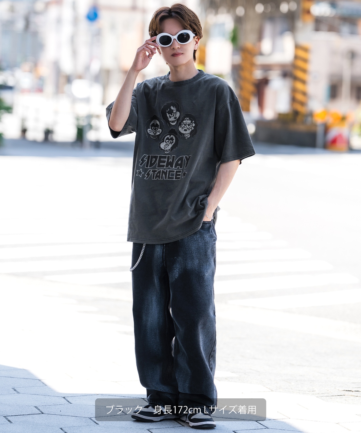 Tシャツ2枚とジーンズセット SIDEWAYSTANCE】ロックバンドボーイピグメント半袖Tシャツ