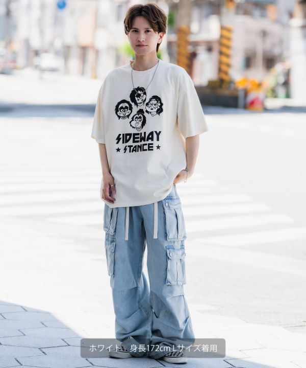 SIDEWAYSTANCE】ロックバンドボーイピグメント半袖Tシャツ