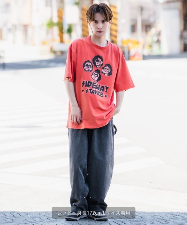 SIDEWAYSTANCE】ロックバンドボーイピグメント半袖Tシャツ