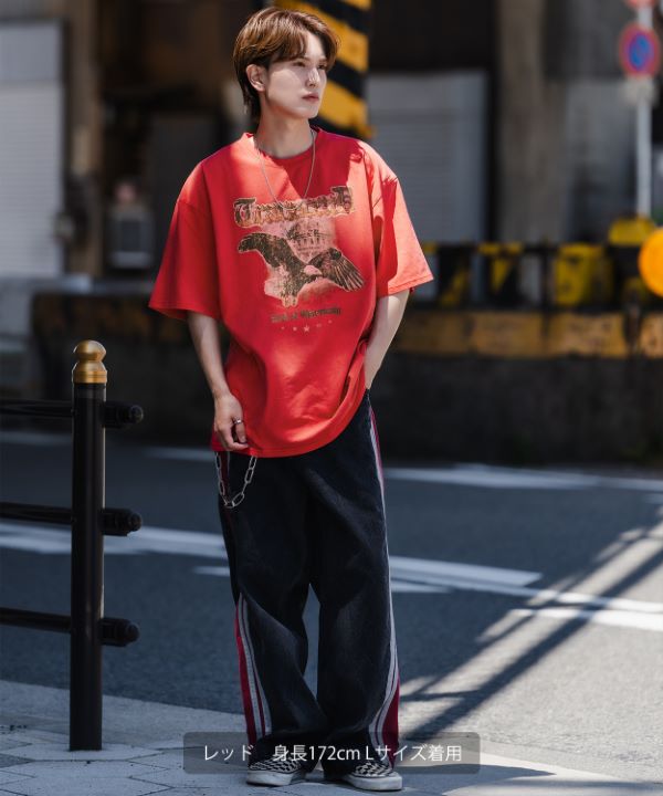 SIDEWAYSTANCE】イーグルピグメント半袖Tシャツ