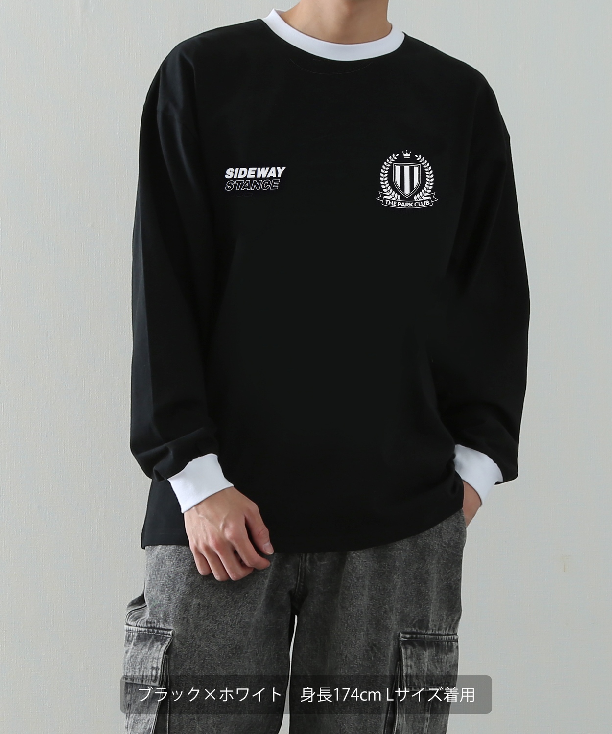 SIDEWAYSTANCE】ユニフォーム長袖リンガーTシャツ