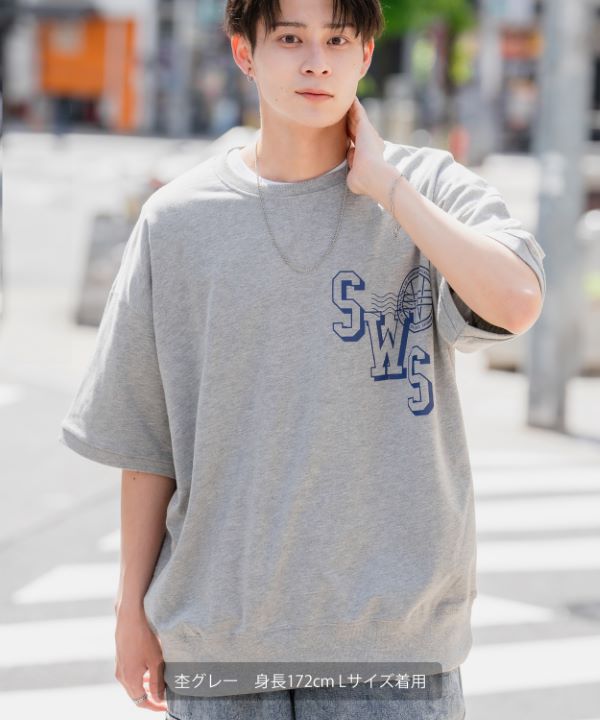 SIDEWAYSTANCE】カレッジロゴ半袖スウェットTシャツ