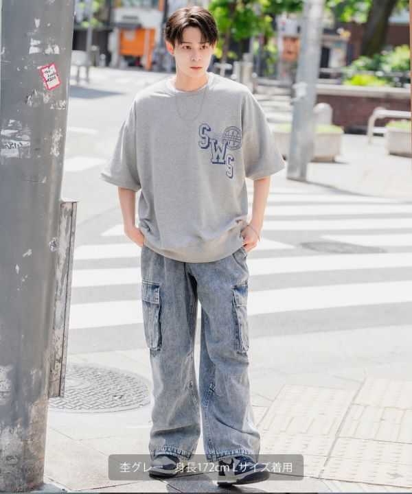 SIDEWAYSTANCE】カレッジロゴ半袖スウェットTシャツ