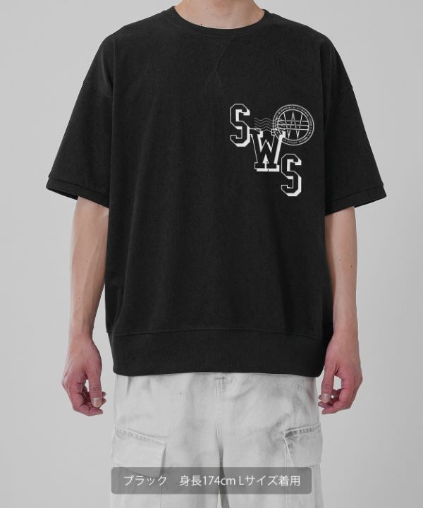 SIDEWAYSTANCE】カレッジロゴ半袖スウェットTシャツ