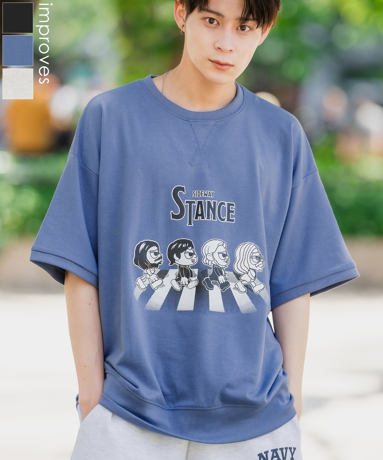 SIDEWAYSTANCE】クロシング半袖スウェットTシャツ