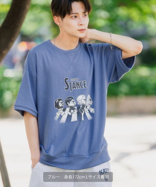 SIDEWAYSTANCE】クロシング半袖スウェットTシャツ