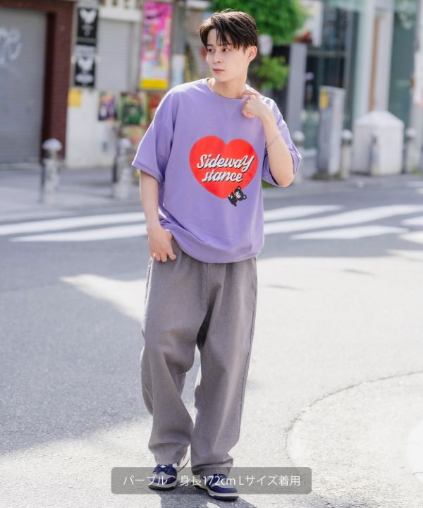 SIDEWAYSTANCE】ハートベア半袖スウェットTシャツ