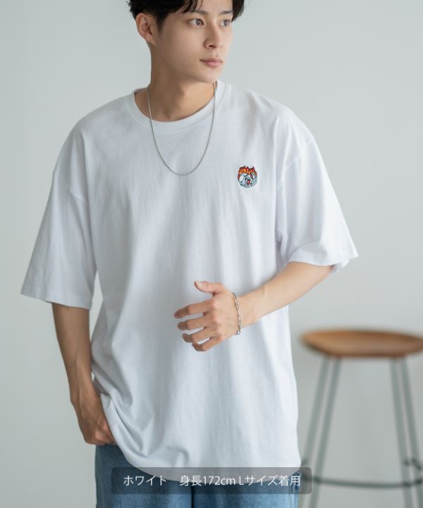 SIDEWAYSTANCE】刺繍ファイヤーダイス半袖Tシャツ