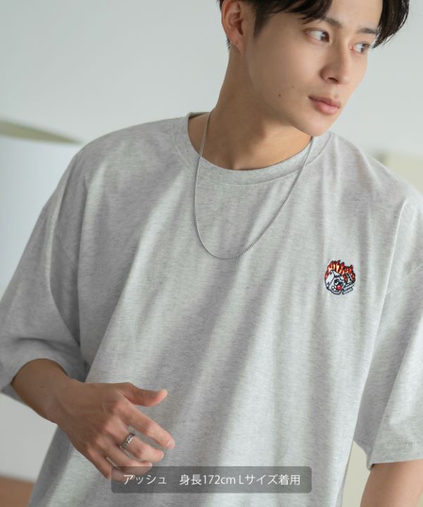 ArguECulturE ストリート 金属感ロゴ ボタン 切替 半袖Tシャツ ArguECulturEストリート ロゴ バイカラー切替 半袖Tシャツ 2色