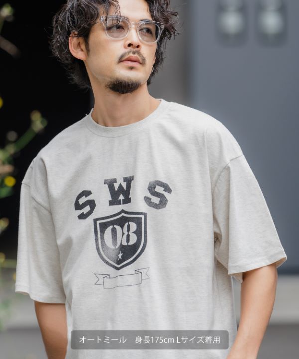 SIDEWAYSTANCE】ミリタリーエンブレム半袖Tシャツ