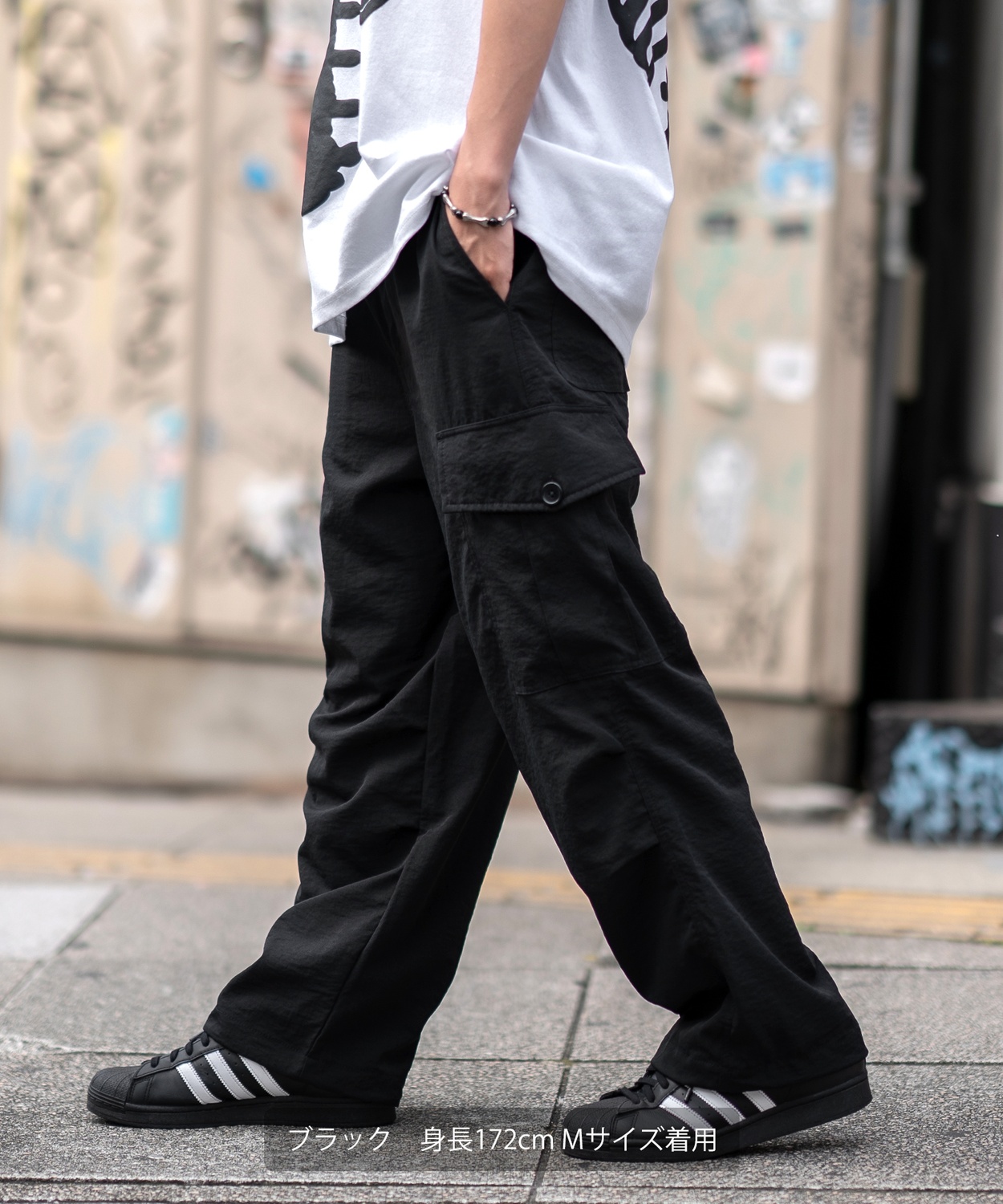 SIDEWAYSTANCE】ポリワッシャーワイドカーゴパンツ SIDEWAYSTANCE】ポリワッシャーワイドカーゴパンツ