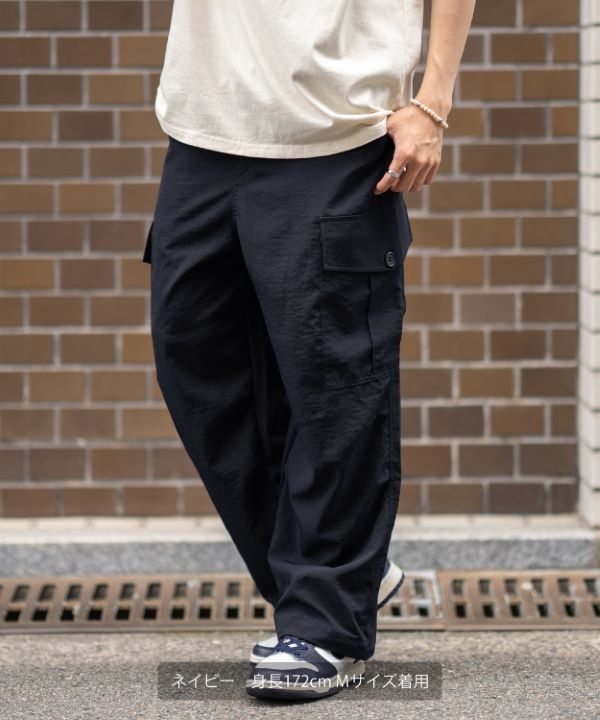 SIDEWAYSTANCE】ポリワッシャーワイドカーゴパンツ