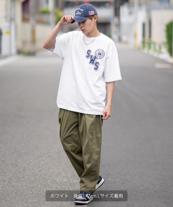 SIDEWAYSTANCE】クラックカレッジロゴ半袖Tシャツ