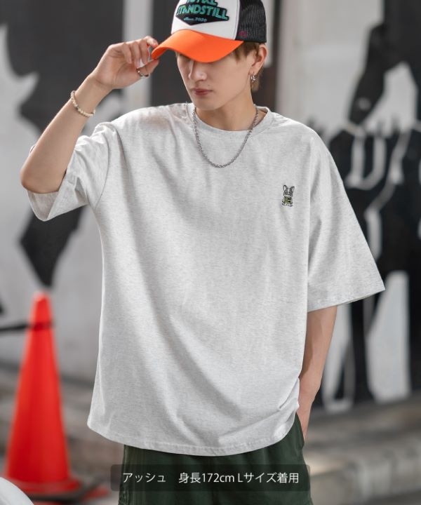 SIDEWAYSTANCE】刺繍ダウナーブルドッグ半袖Tシャツ