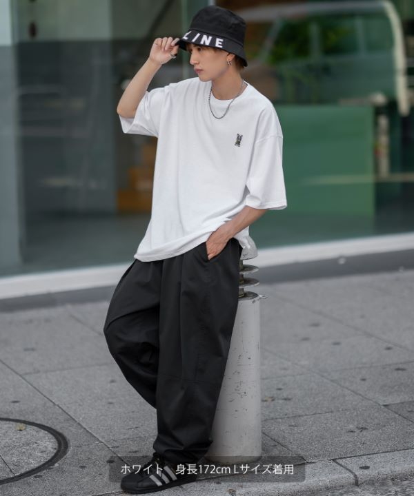 SIDEWAYSTANCE】刺繍ダウナーブルドッグ半袖Tシャツ