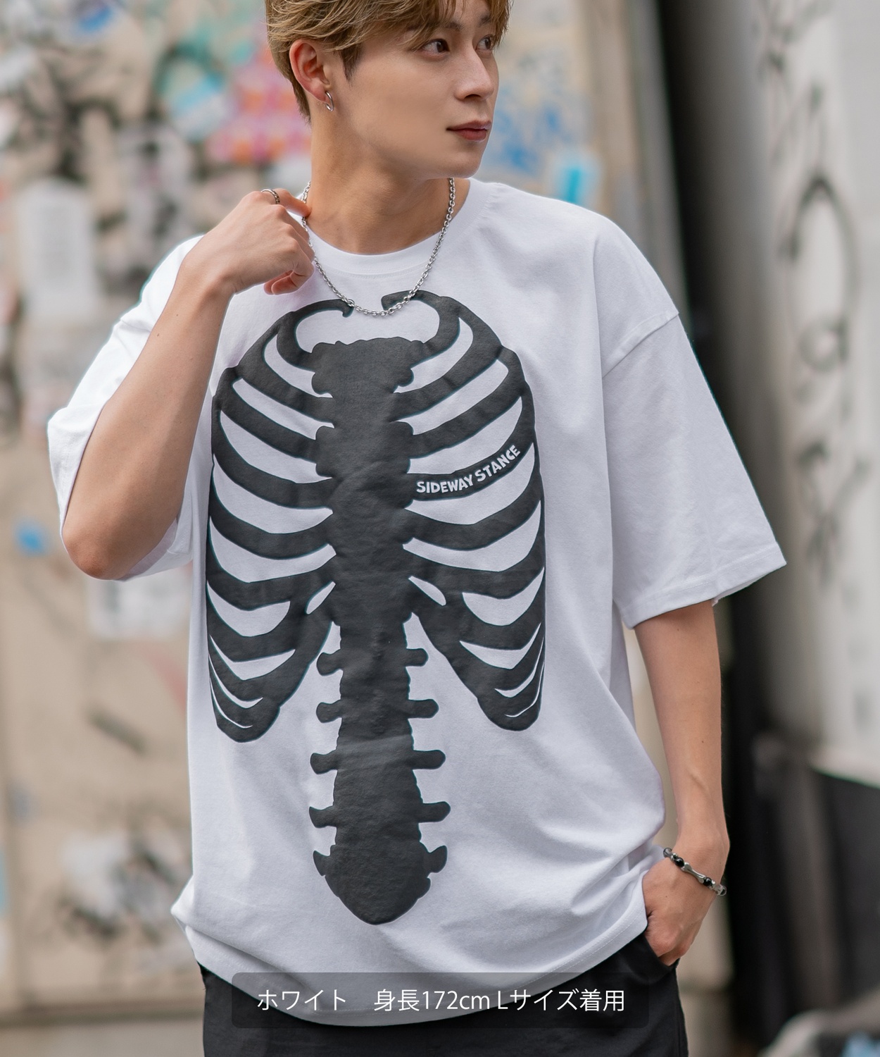 半袖Tシャツ メンズ 肩パッド 分解スプライシングボタン 2色 improves｜SIDEWAY STANCE サイドウェイスタンス スケータークマ