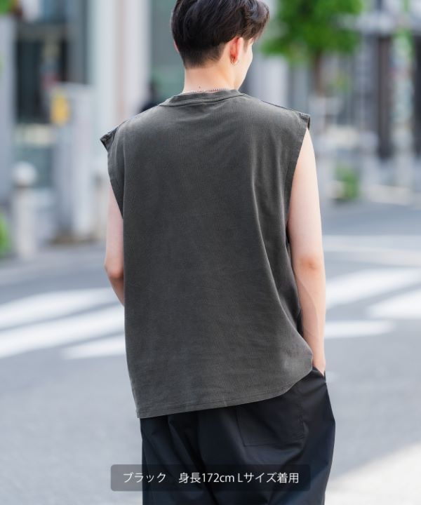 SIDEWAYSTANCE】チルドレンバンドピグメントノースリーブTシャツ