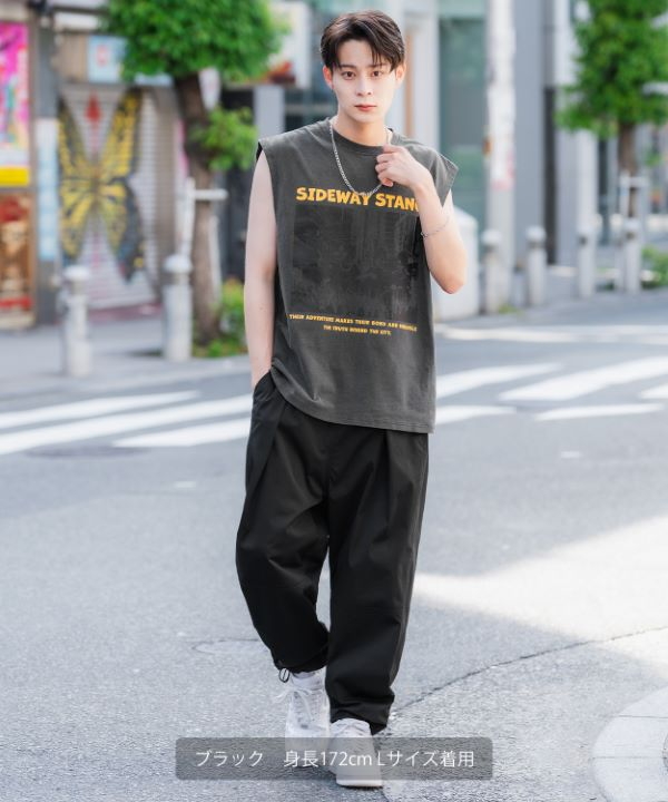 SIDEWAYSTANCE】チルドレンバンドピグメントノースリーブTシャツ
