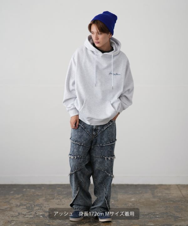 SIDEWAYSTANCE】カラフルスケボーダウナーベア裏毛プルパーカー