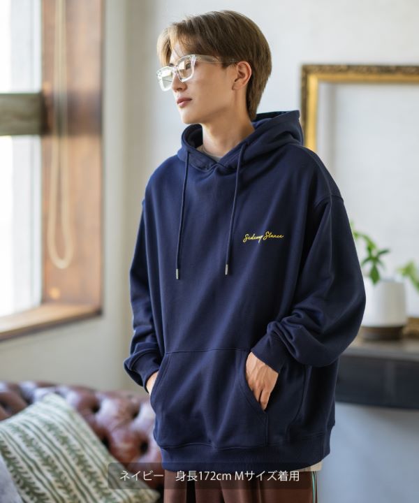 SIDEWAYSTANCE】カラフルスケボーダウナーベア裏毛プルパーカー