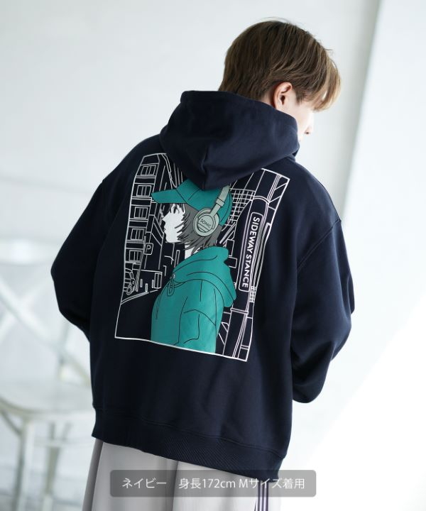 SIDEWAYSTANCE】シティガール裏毛プルパーカー