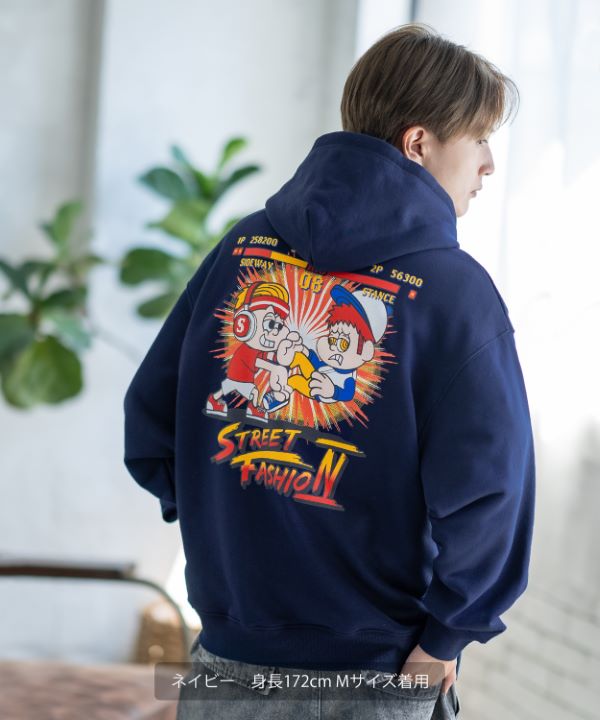 SIDEWAYSTANCE】ファイターゲーム裏毛プルパーカー