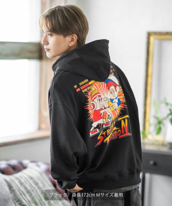 SIDEWAYSTANCE】ファイターゲーム裏毛プルパーカー