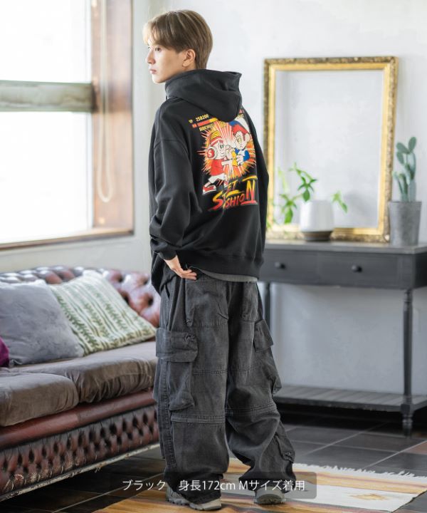 SIDEWAYSTANCE】ファイターゲーム裏毛プルパーカー