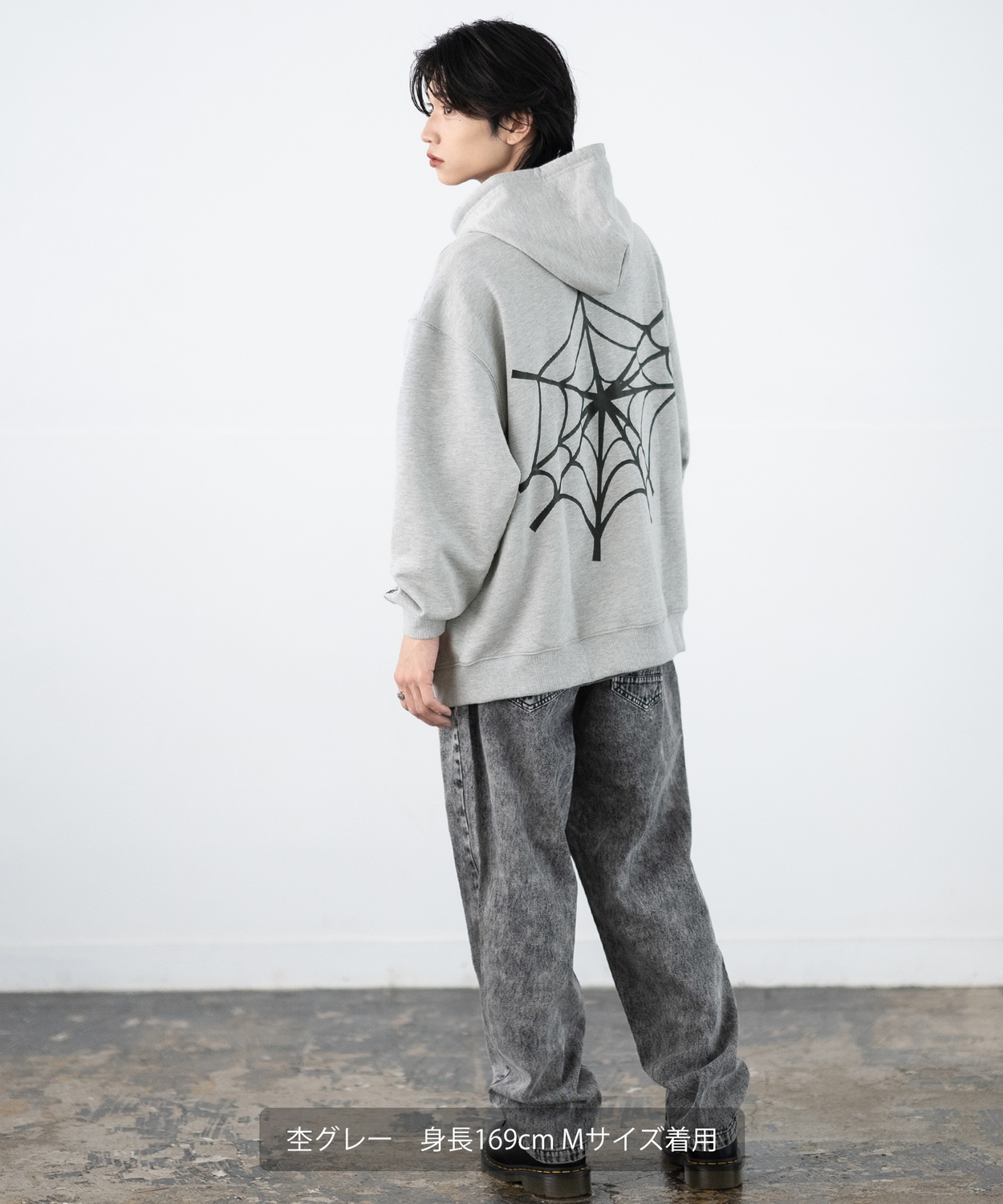 ポストオーバーオールズ ジップパーカー 肉厚 吊裏毛 杢グレー XL