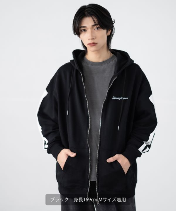 SIDEWAYSTANCE】発泡ボーン裏毛ジップパーカー