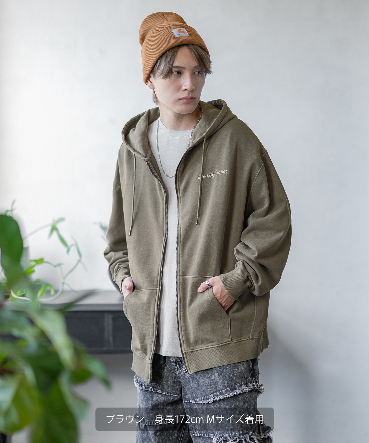 SIDEWAYSTANCE】貼り付けブラックレターロゴピグメント裏毛