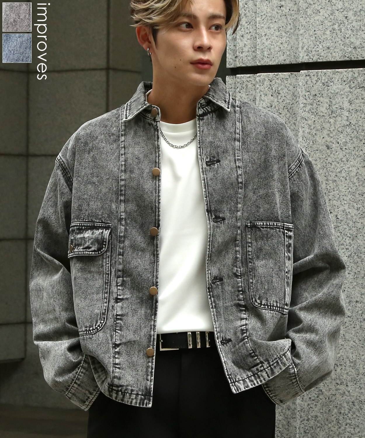 Y’s ワイズ デザインデニムジャケット グレー 1 SIDEWAYSTANCE】10.5oz両胸ポケットデニムブルゾン