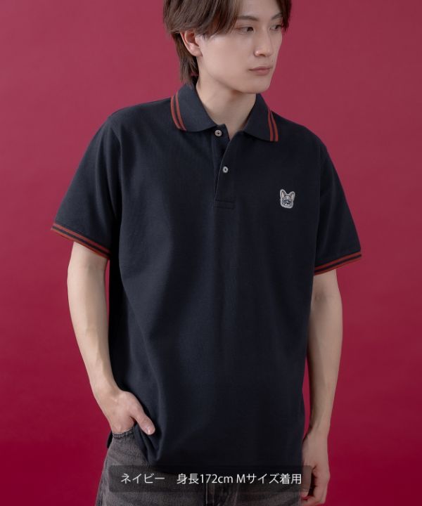 ISAIA イザイア コットン鹿の子 半袖ポロ ネイビー サイズXS