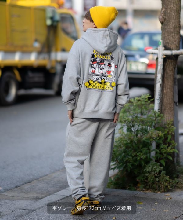 SIDEWAYSTANCE】スロット裏毛プルパーカー