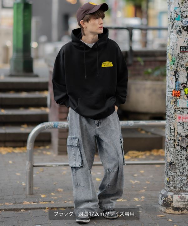 SIDEWAYSTANCE】スロット裏毛プルパーカー