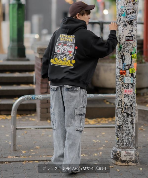 SIDEWAYSTANCE】スロット裏毛プルパーカー