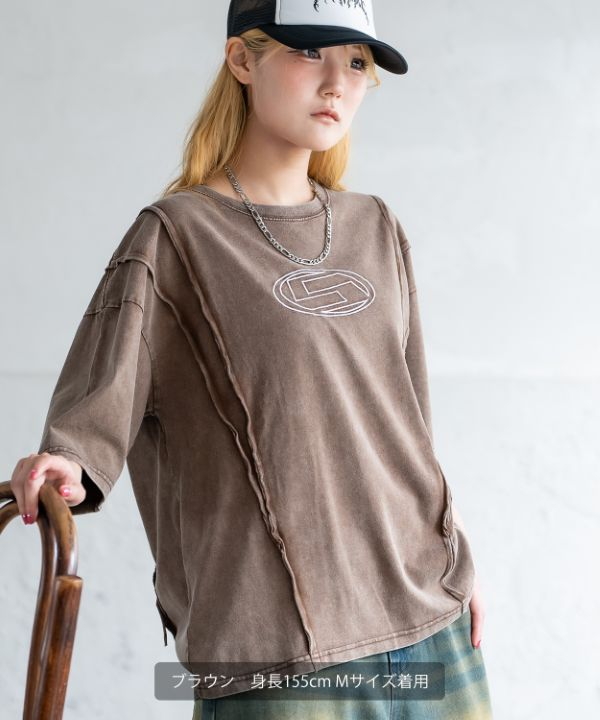 SIDEWAYSTANCE】オーバルロゴ半袖グランジTシャツ