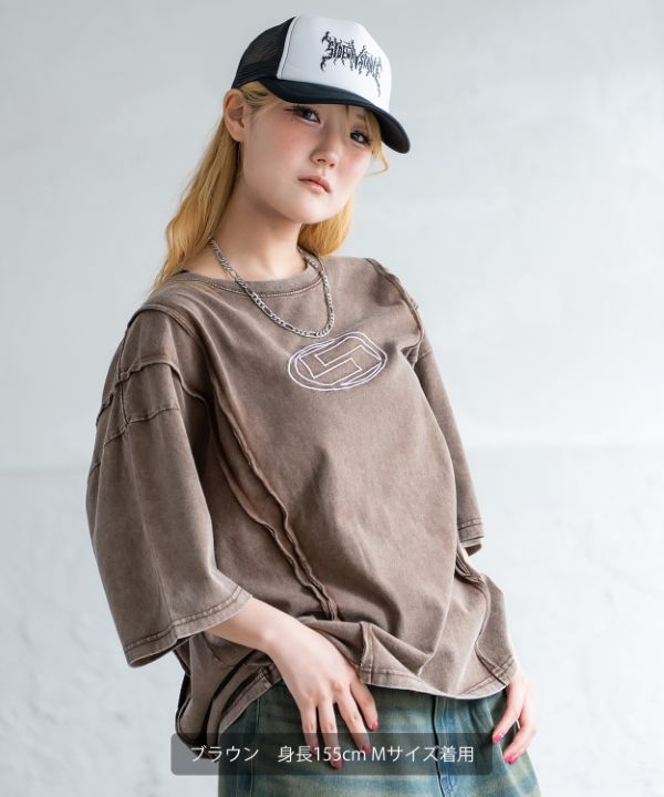 SIDEWAYSTANCE】オーバルロゴ半袖グランジTシャツ