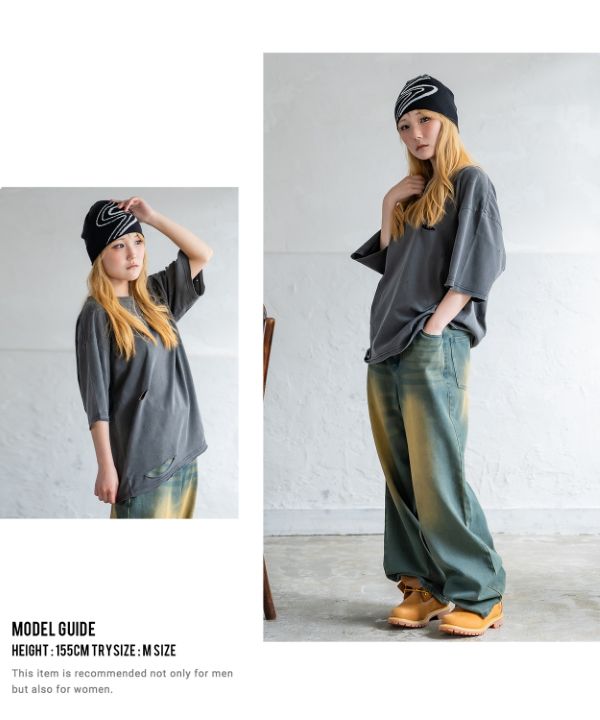 SIDEWAYSTANCE】フィーチャーロゴ半袖グランジTシャツ