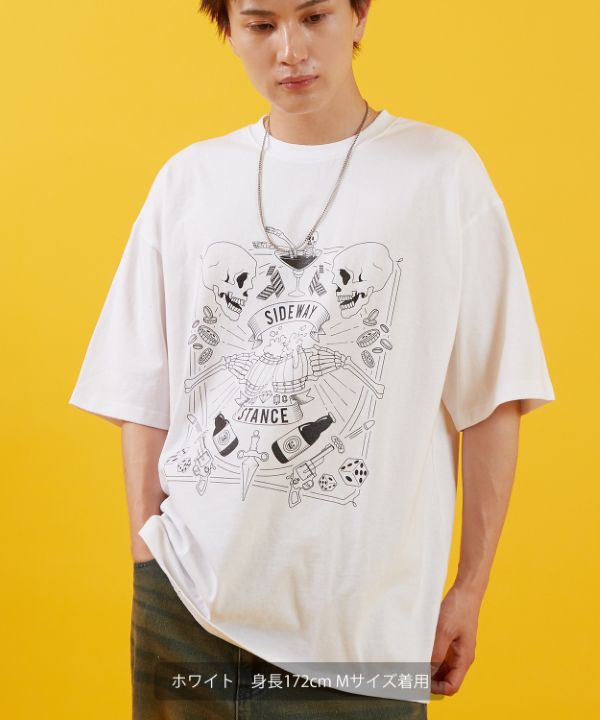 SIDEWAYSTANCE】ドランクスカル半袖Tシャツ