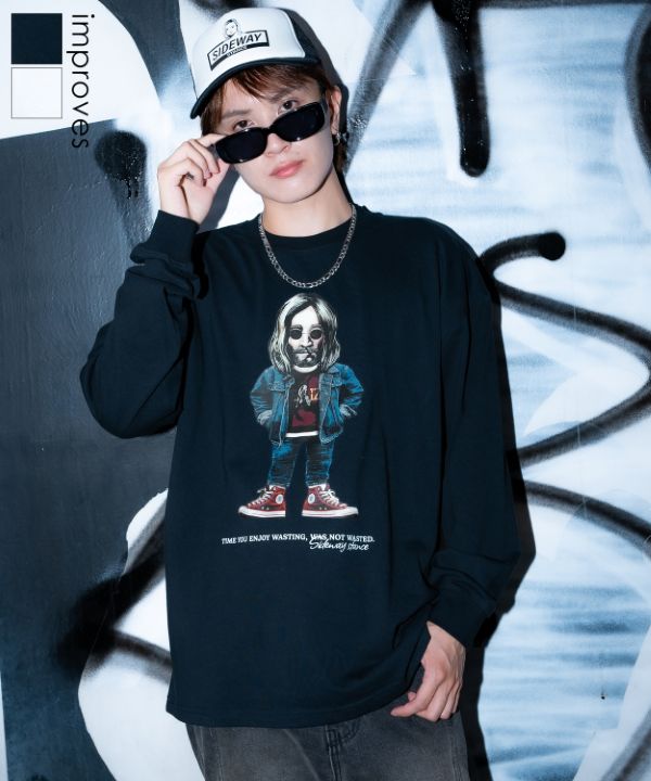 ユニークなデザインの長袖Tシャツ Champion チャンピオン ロンT メンズ 長袖Tシャツ プリント ロゴ