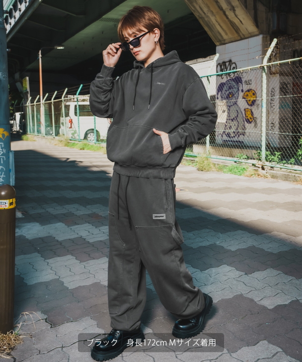 SIDEWAYSTANCE】ピグメント裏毛ダブルニーペインターパンツ
