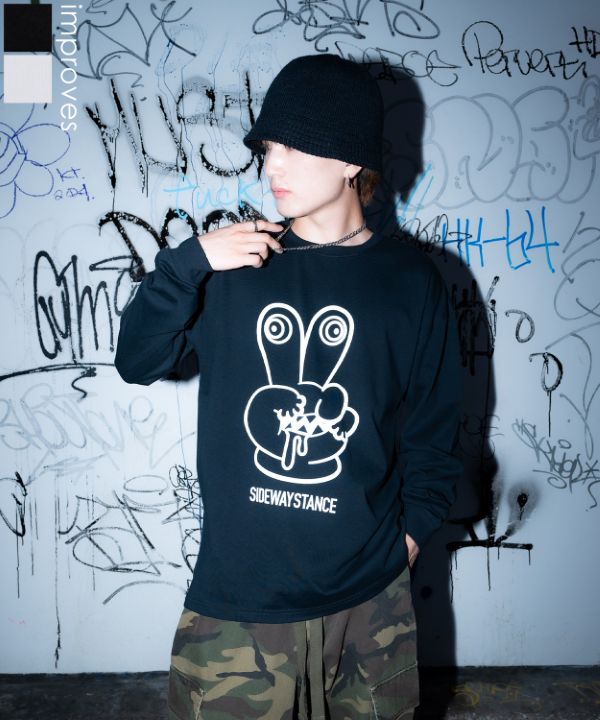 SIDEWAYSTANCE】チョキモンスター長袖Tシャツ