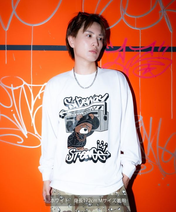 SIDEWAYSTANCE】オーディオダウナーベア長袖Tシャツ