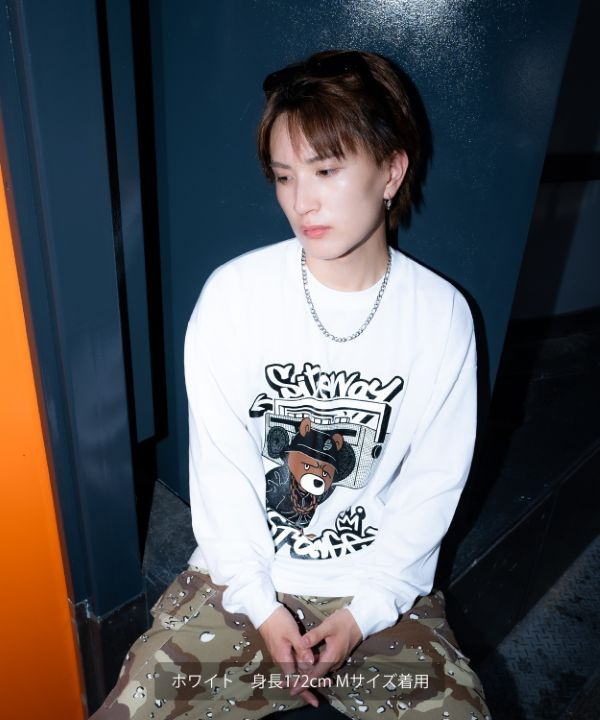 SIDEWAYSTANCE】オーディオダウナーベア長袖Tシャツ