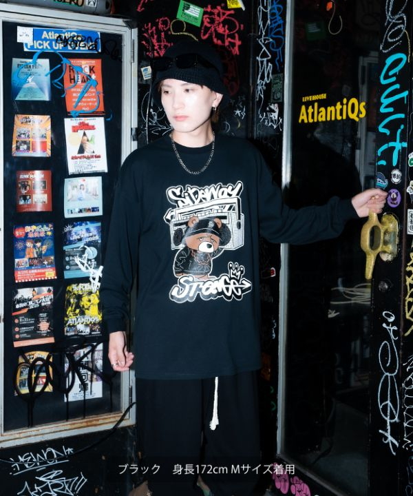 SIDEWAYSTANCE】オーディオダウナーベア長袖Tシャツ